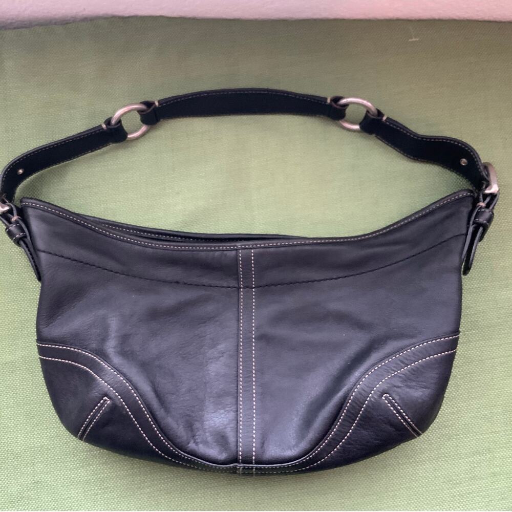 Coach Y2K Black Leather Hobo Shoulder Bag As Is Off Track Zipper Needs TLC